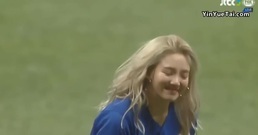 Hyoyeon first pitch (Korea vs Cuba)