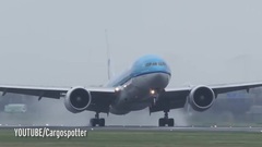 Terrifying moment KLM plane battered by severe winds makes sharp landing at Schiphol airport