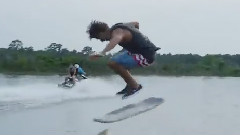 Skateboarding On Water With Seadoo