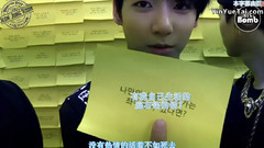 Bangtan Bomb Time in yellow post-it