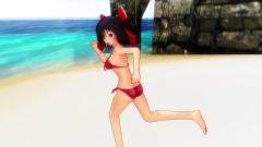 和灵梦在夏天的海边一起玩耍吧!MMD